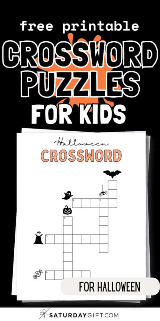 Free Printable Crossword Puzzles For Kids - For Halloween | SaturdayGift