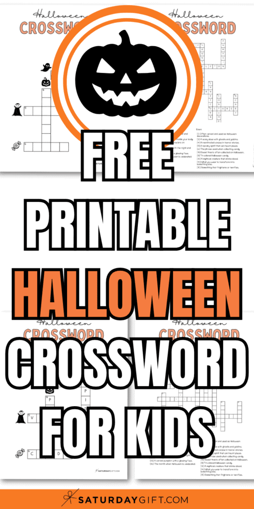 Free Printable Halloween Crossword For Kids | SaturdayGift
