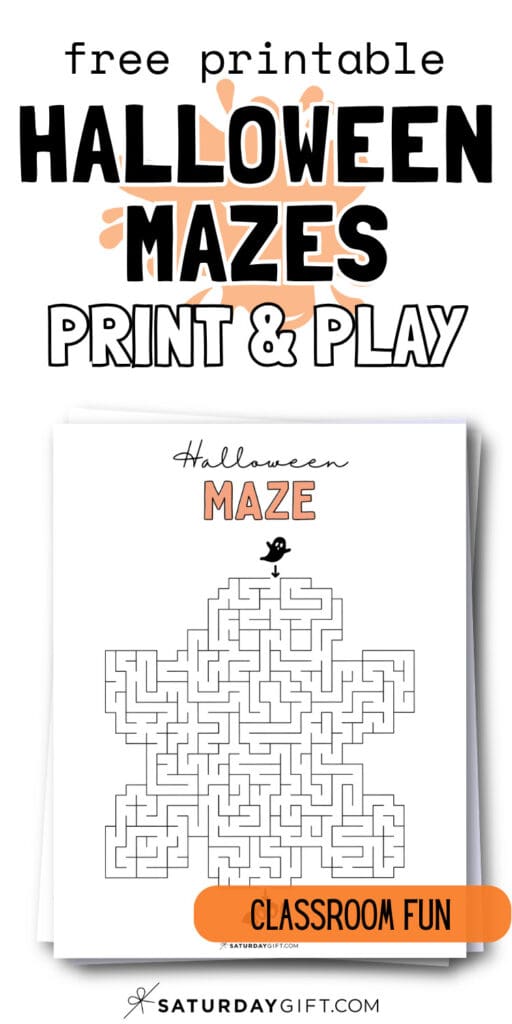 Free Printable Halloween Mazes Print & Play - Classroom Fun | SaturdayGift