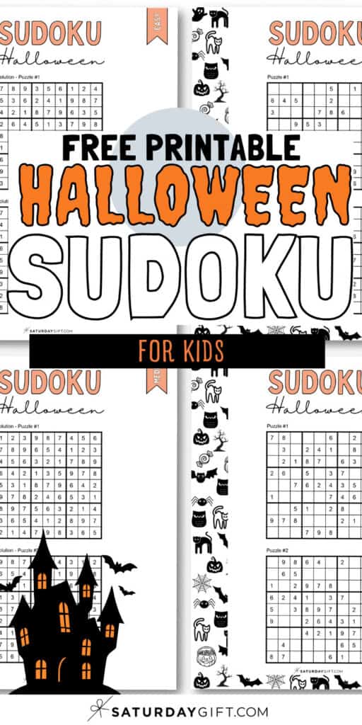 Free Printable Halloween Sudoku - For Kids | SaturdayGift