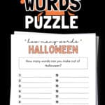 Free Printable How Many Words Puzzle - For Halloween | SaturdayGift