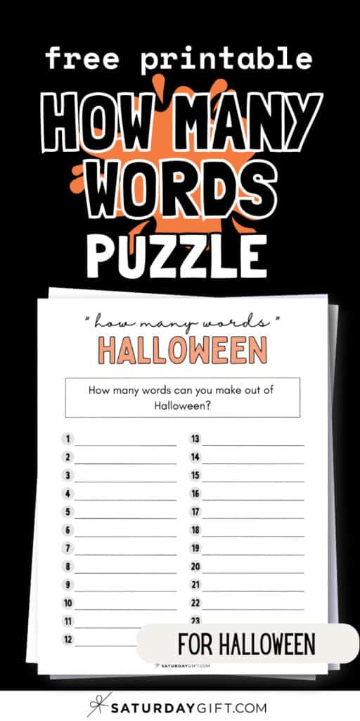 Free Printable How Many Words Puzzle - For Halloween | SaturdayGift