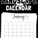 Free Printable Landscape Calendar - Chic Black & White Design | SaturdayGift