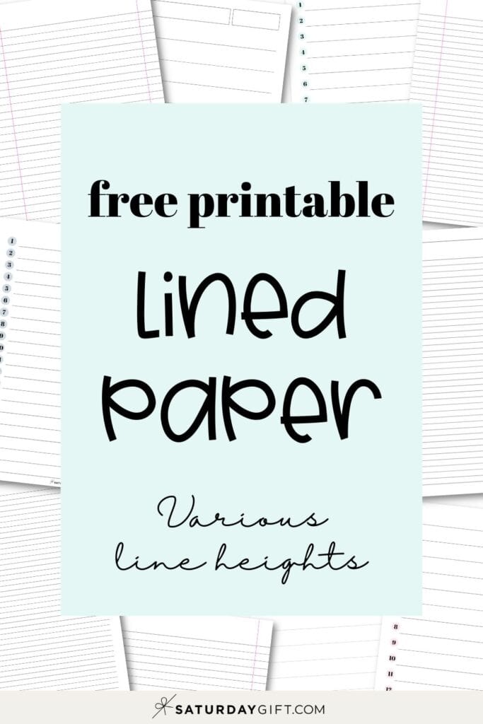 Free Printable Lined Paper Templates - Various Line Heights | SaturdayGift