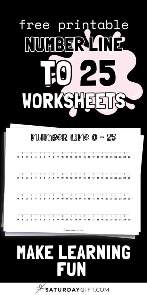 Free Printable Number Line to 25 Worksheets - Make Learning Fun SaturdayGift