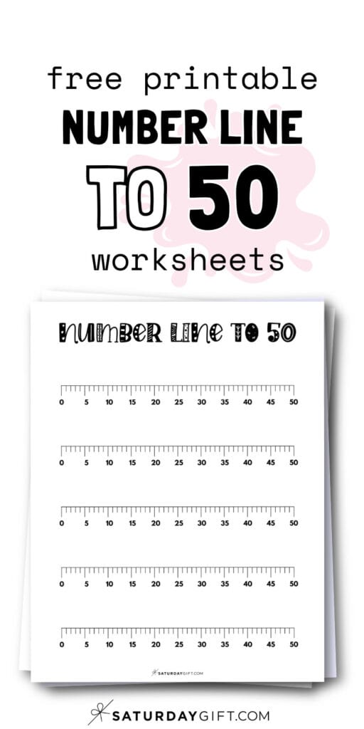 Free Printable Number Line to 50 Worksheets | SaturdayGift