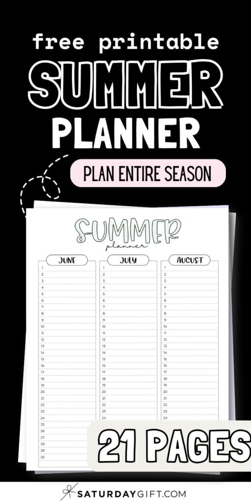 Free Printable Summer Planner - Plan the Entire Season | SaturdayGift