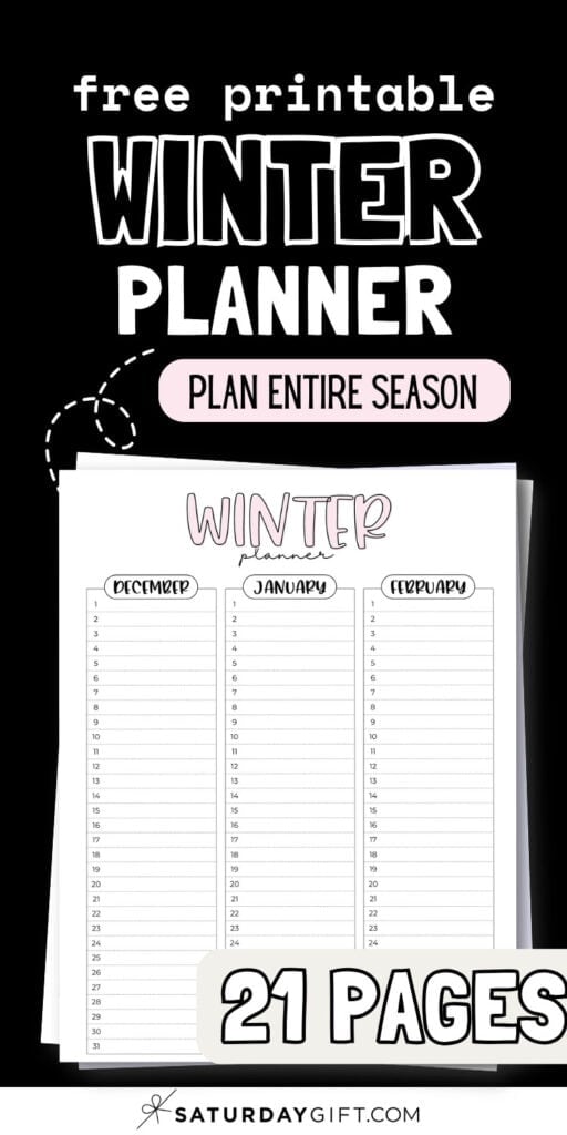 Free Printable Winter Planner - Plan Entire Season | SaturdayGift