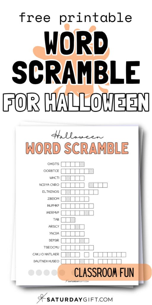 Free Printable Word Scramble For Halloween - Classroom Fun | SaturdayGift
