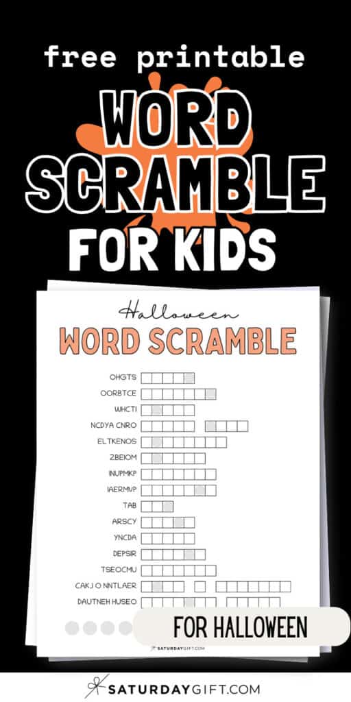 Free Printable Word Scramble For Kids - For Halloween | SaturdayGift