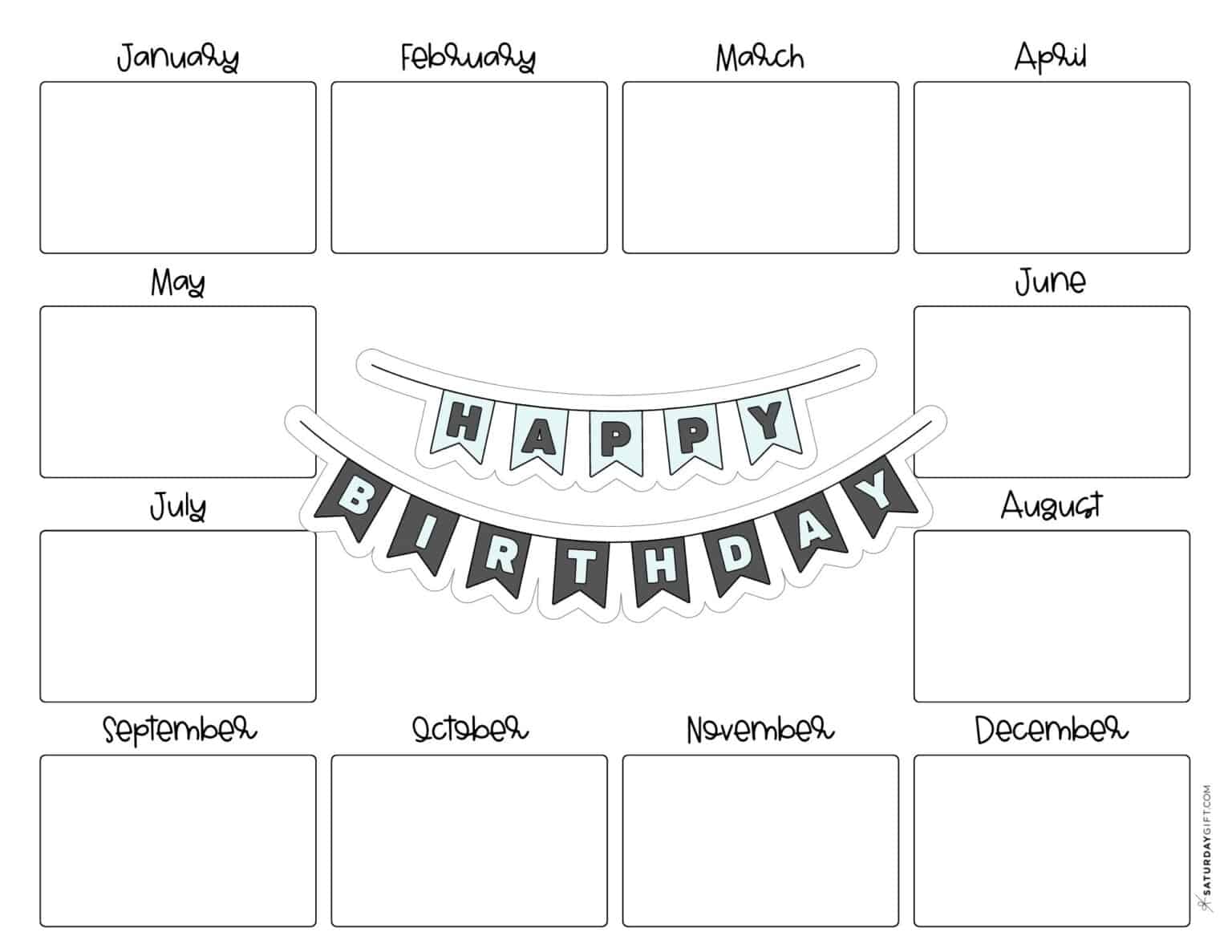 20 Cute & Free Printable Birthday Calendar Templates | SaturdayGift