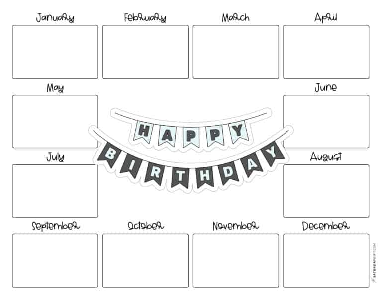 Birthday Calendar Templates - 26 Cute & Free Printables | SaturdayGift