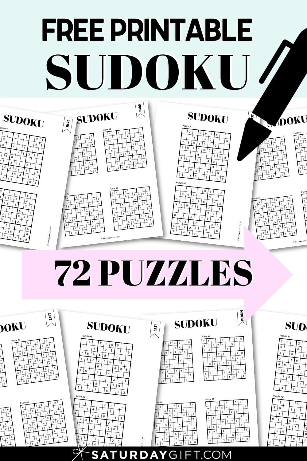 72 Free Printable Sudoku Puzzles | SaturdayGift