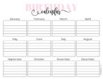 Birthday Calendar Templates - 26 Cute & Free Printables | SaturdayGift