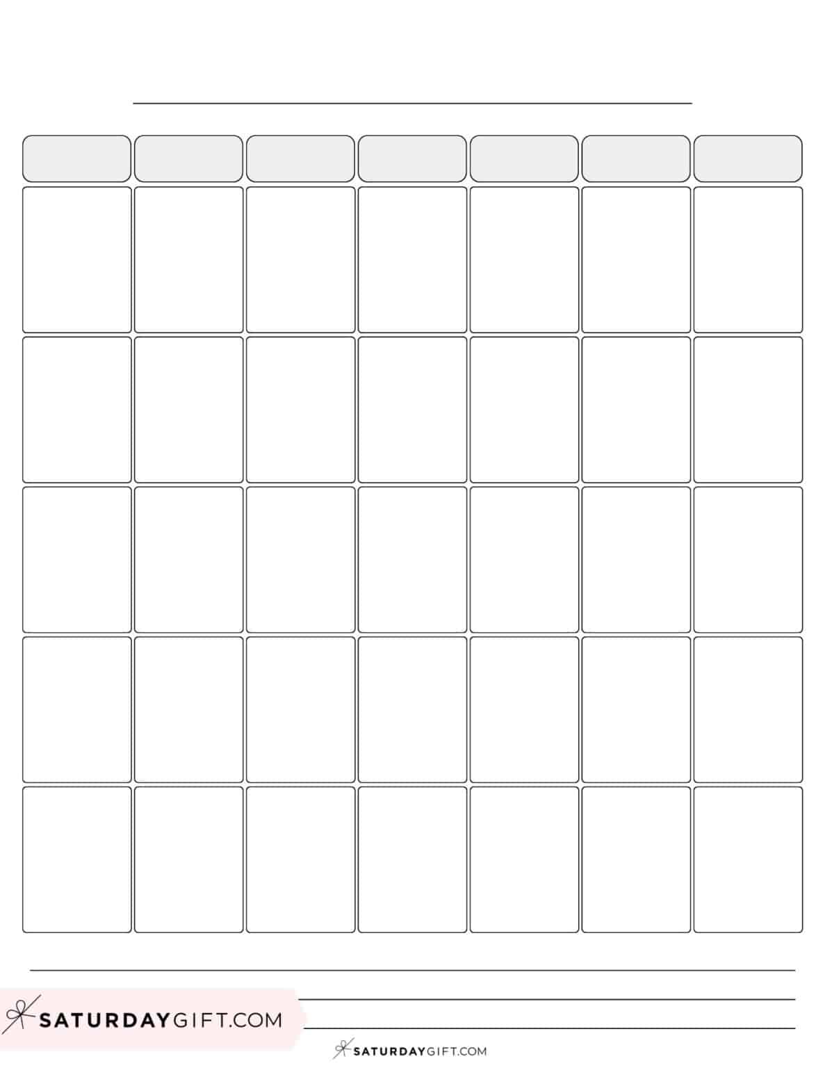 Blank Calendar templates - 29 Cute & Free Printables | SaturdayGift