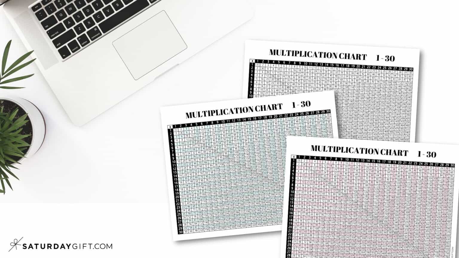 Multiplication Chart 1 to 30 - Cute &amp; Free Printable Grids | SaturdayGift