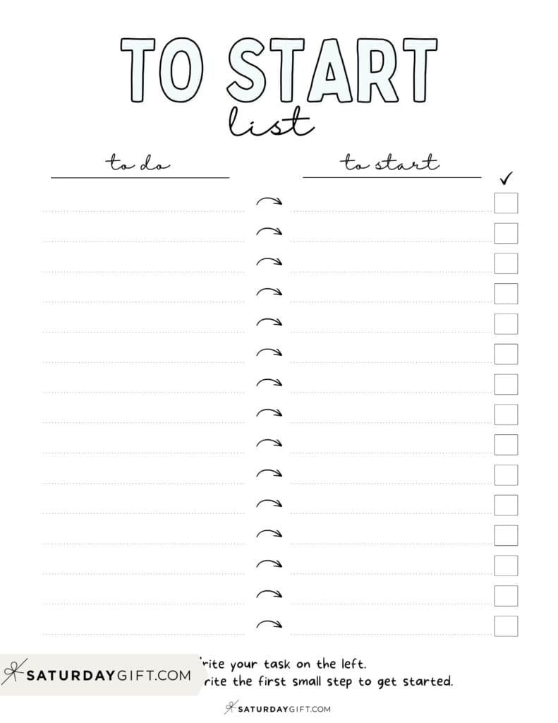 Get Started Checklist Printable &ndash; Simple Minimal Planner Page | SaturdayGift