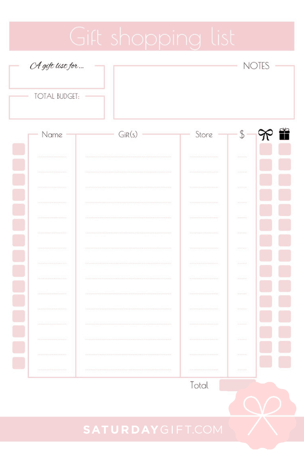 cute gift shopping list to stay extra organized free printable
