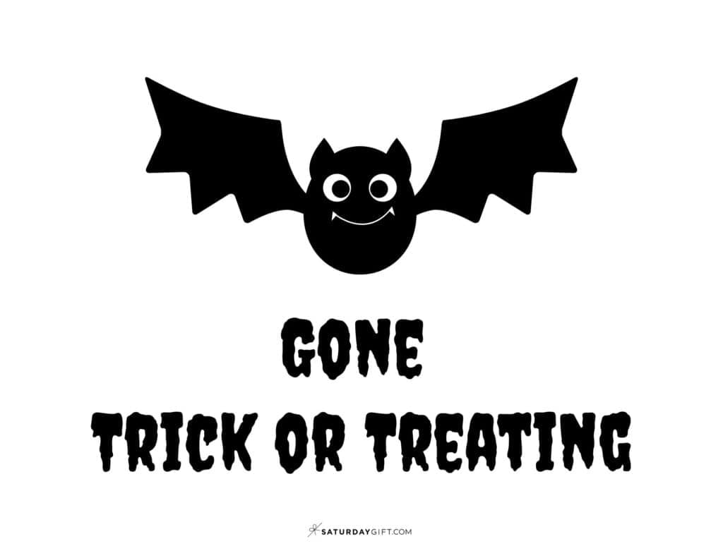 Gone Trick or Treating Halloween Sign Printable - Landscape