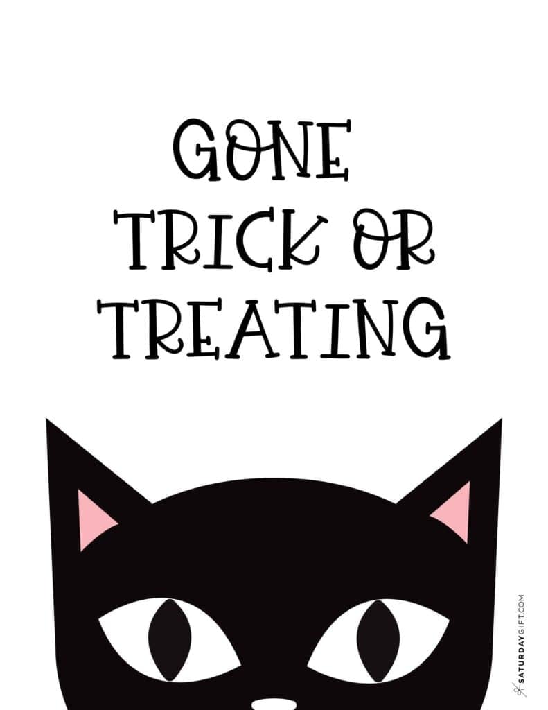 Gone Trick or Treating Halloween Sign Printable - Portrait