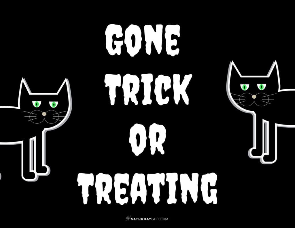 Gone Trick or Treating Sign Free Printable Template - Landscape