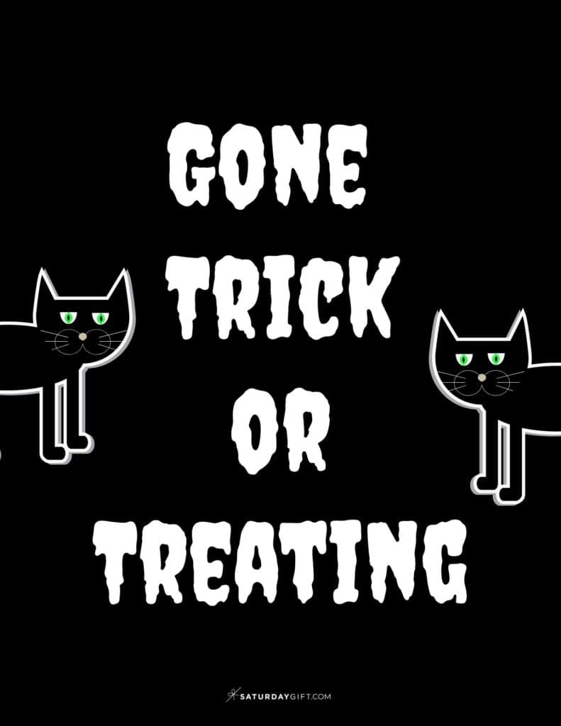 Gone Trick or Treating Sign Free Printable Template - Portrait