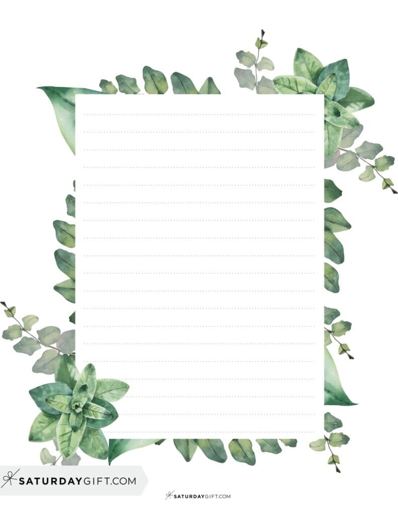 Gorgeous green printable stationery - leaf frame