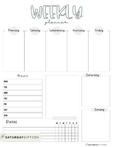 Weekly planner printable - 39 cute free weekly calendar templates ...