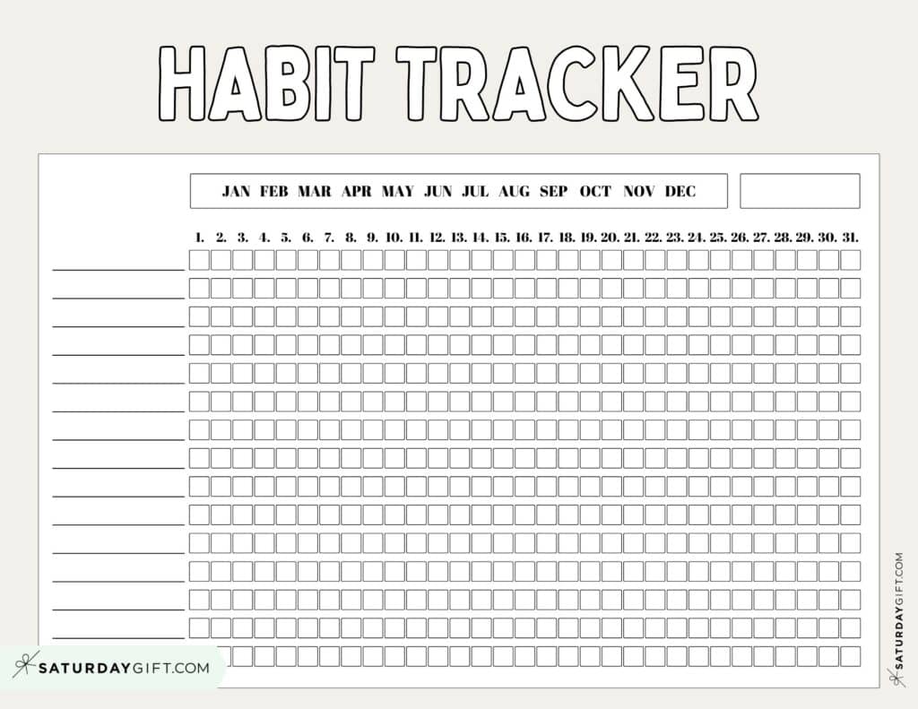 Habit Tracker Printable - Beige Cute Free Printable