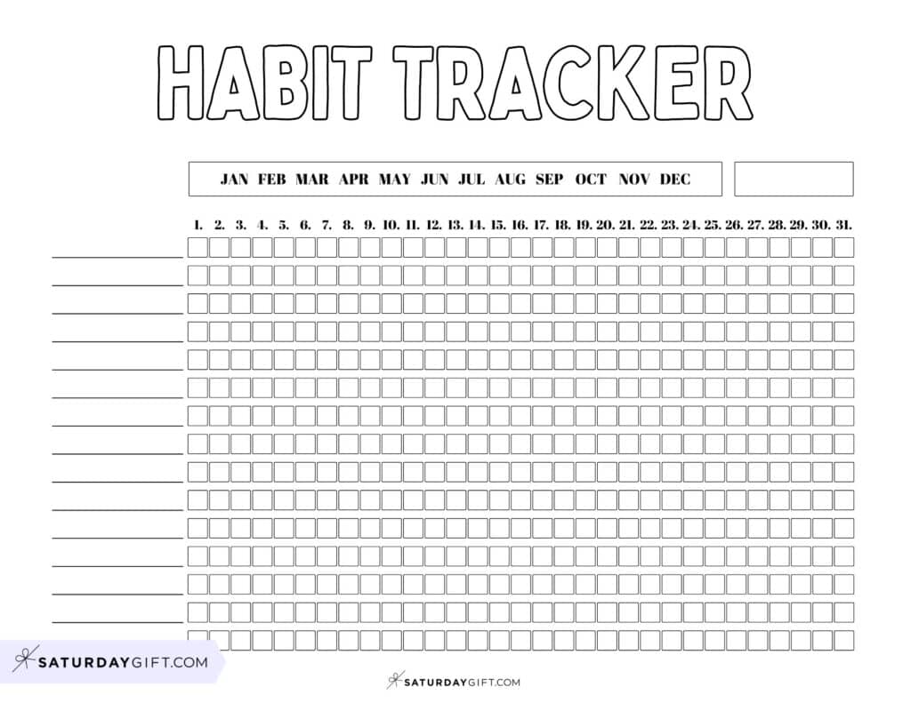Habit Tracker Printable - Black & White Cute Free Printable