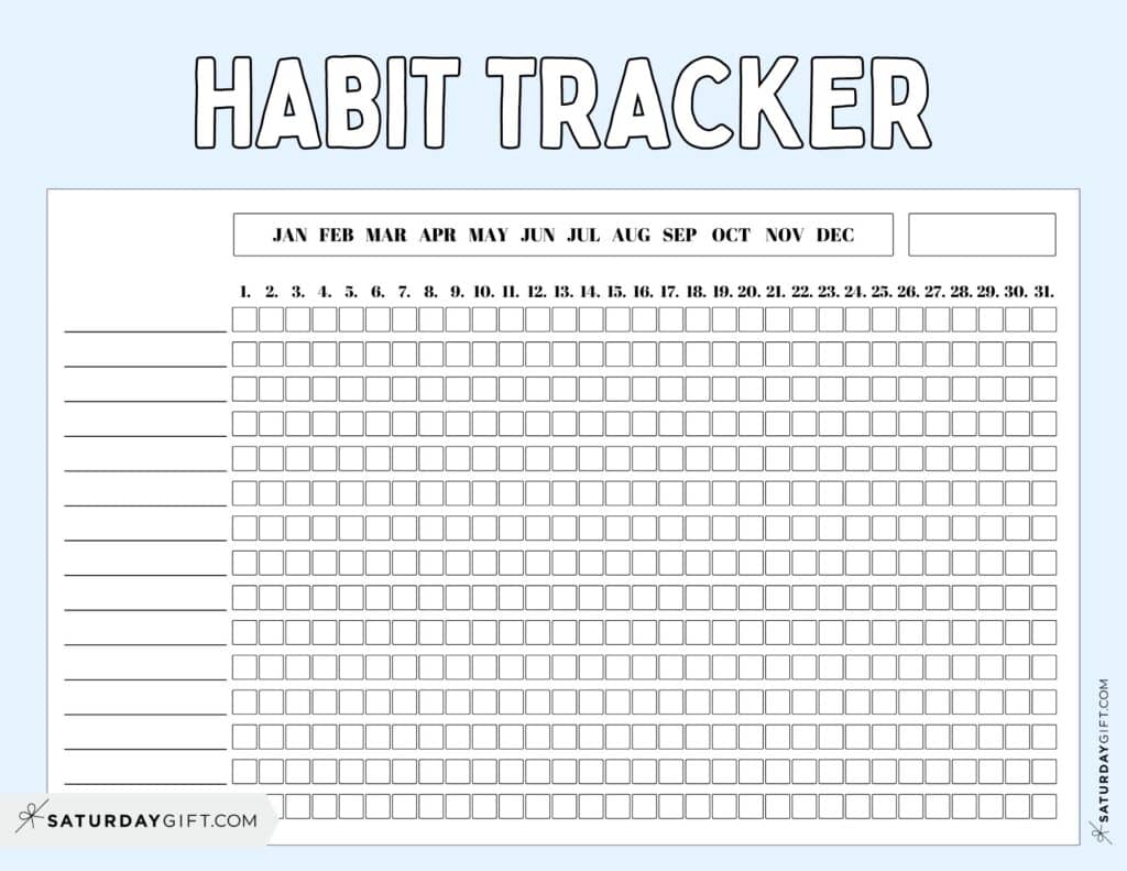 Habit Tracker Printable - Blue Cute Free Printable