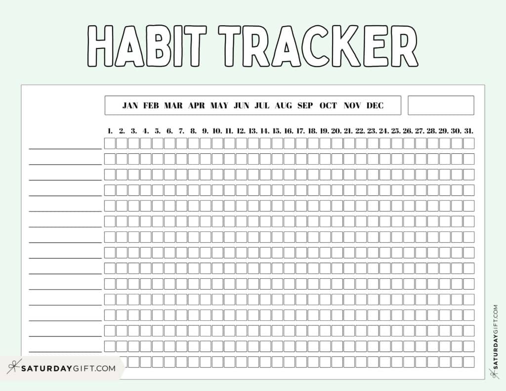 Habit Tracker Printable - Green Cute Free Printable