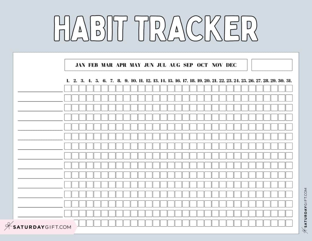 Habit Tracker Printable - Grey Cute Free Printable