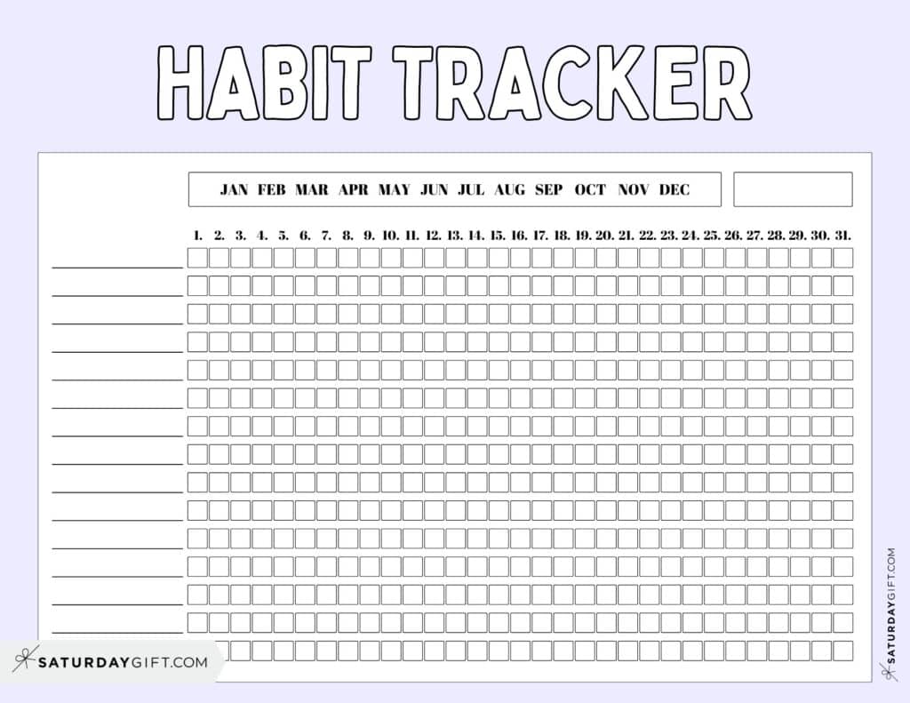 Habit Tracker Printable - Lilac Cute Free Printable