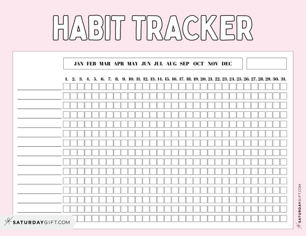 Habit Tracker Printable - Pink Cute Free Printable