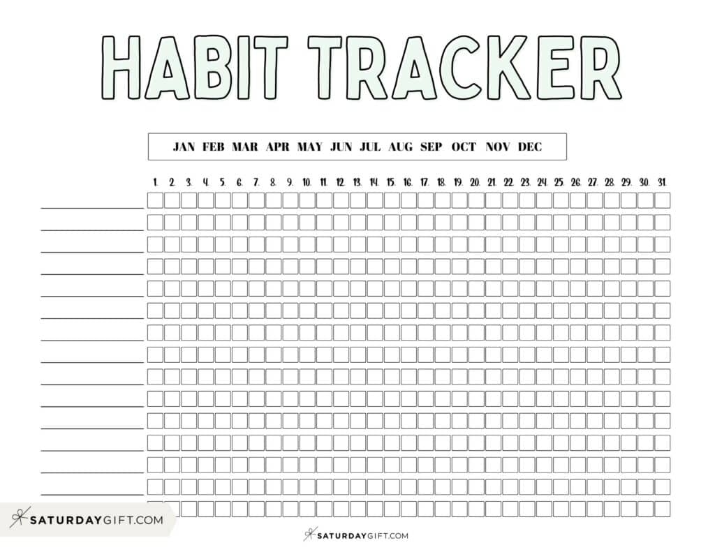 Habit Tracker Printable Template - Green Aesthetic Printable