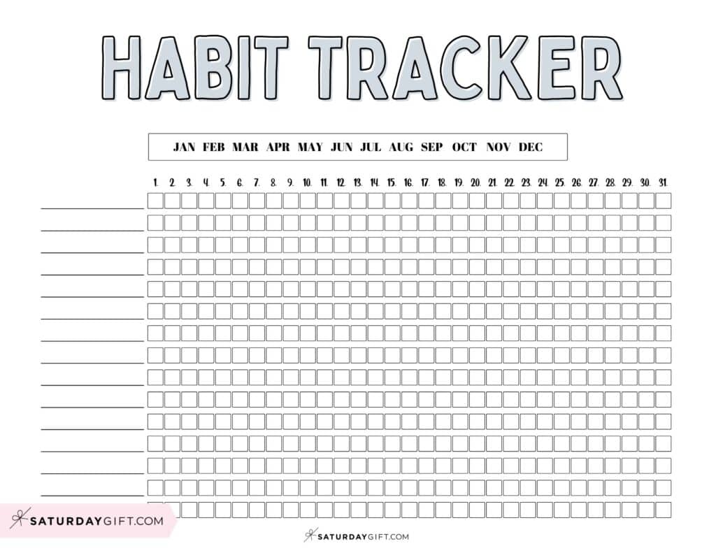Habit Tracker Printable Template - Grey Aesthetic Printable