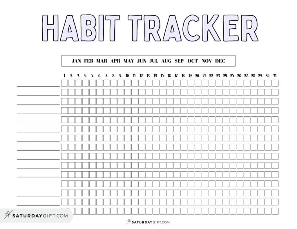 Habit Tracker Printable Template - Lilac Aesthetic Printable