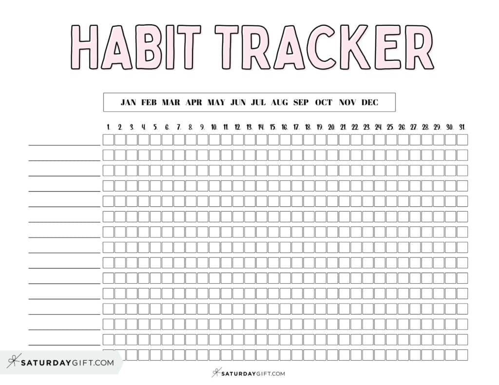 Habit Tracker Printable Template - Pink Aesthetic Printable
