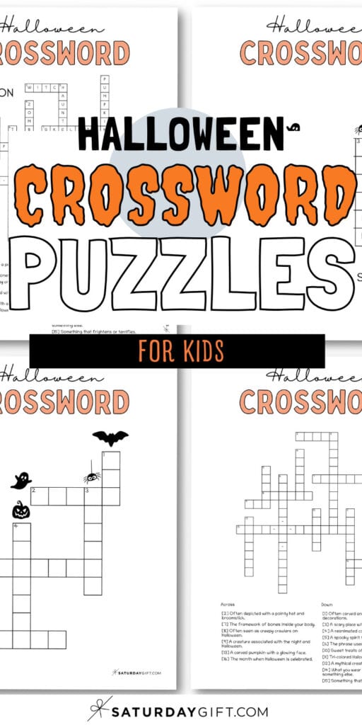 Halloween Crossword Puzzles - For Kids | SaturdayGift