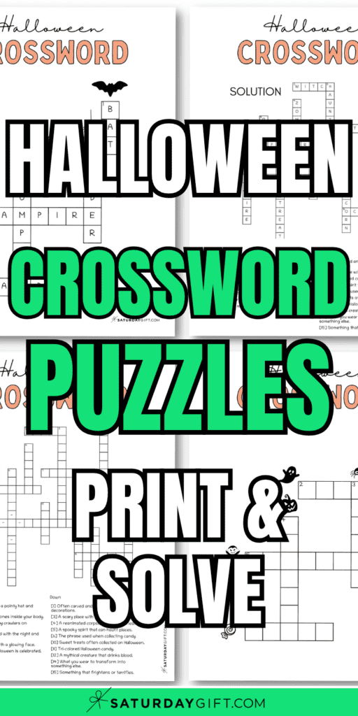 Halloween Crossword Puzzles - Print & Solve | SaturdayGift