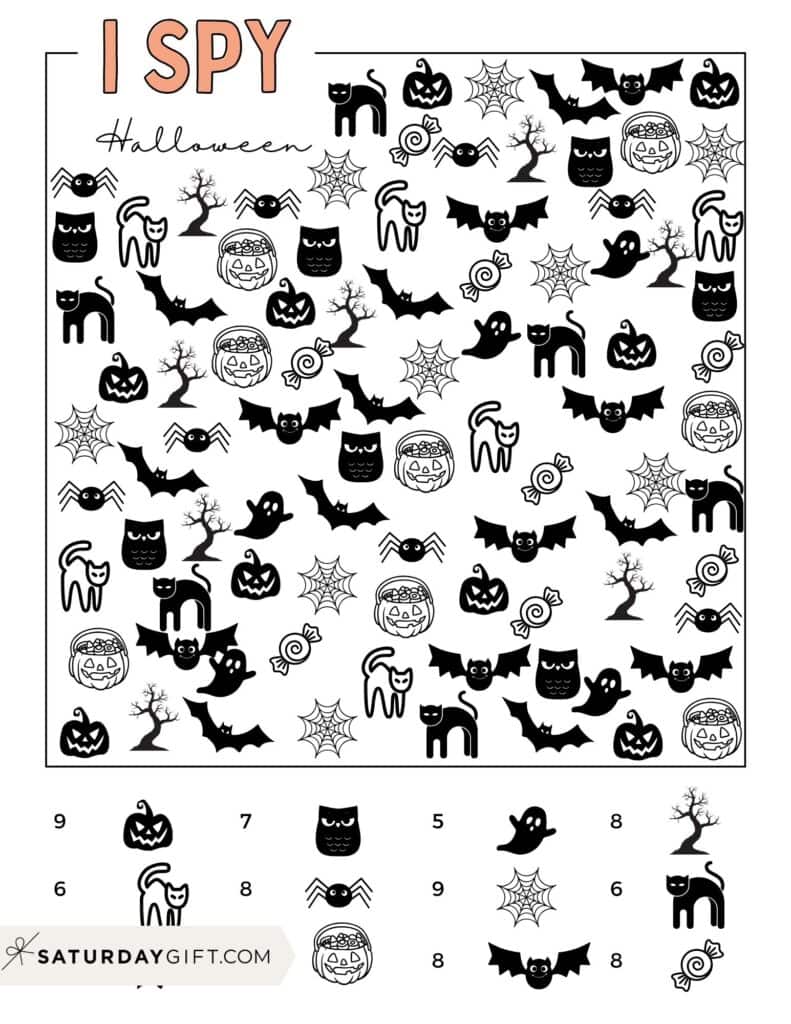 Halloween I Spy Printable - answer sheet - free printable puzzle sheet