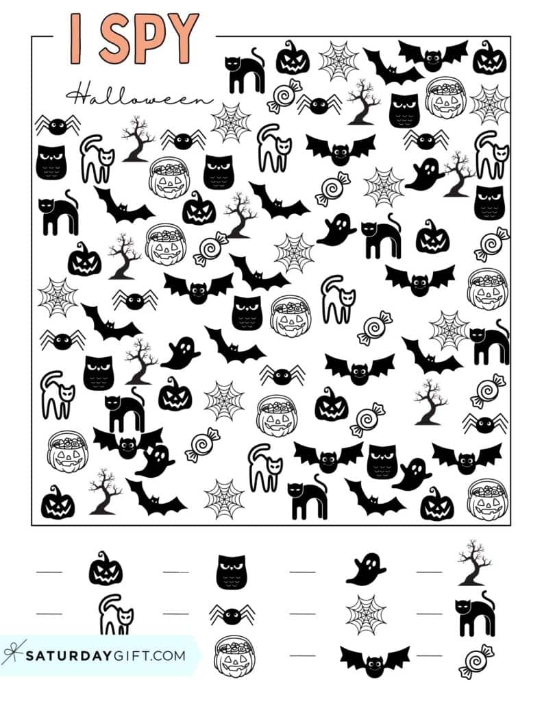 Halloween I Spy Printable - free printable puzzle sheet PDF
