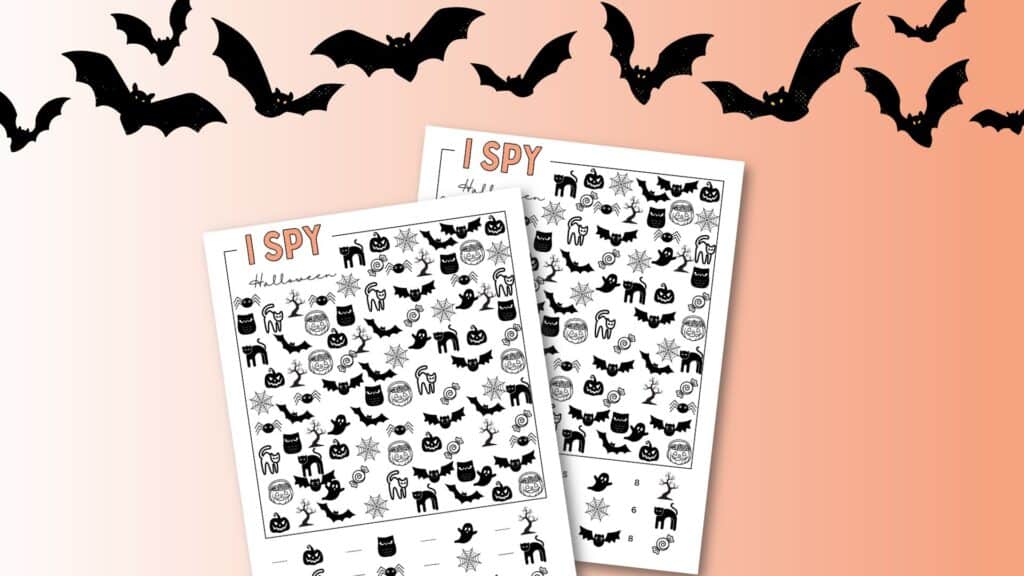Halloween I Spy printable puzzles - cute & free printable puzzle sheets