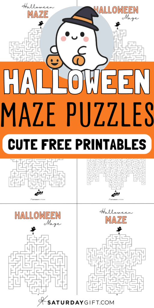 Halloween Maze Puzzles - Cute Free Printables | SaturdayGift