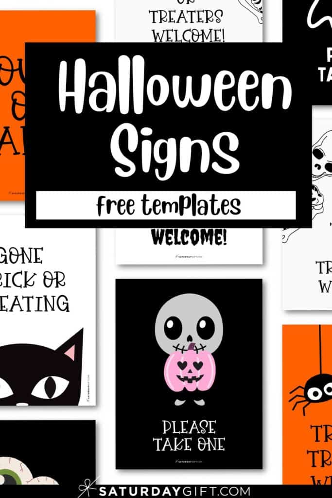 Halloween Signs Trick or Treating Printable Templates | SaturdayGift