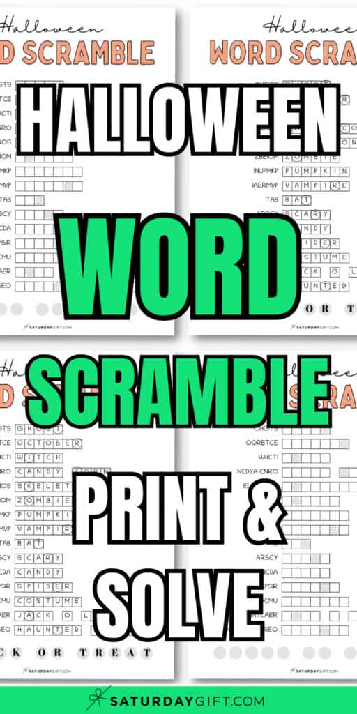 Halloween Word Scramble - Print & Solve | SaturdayGift