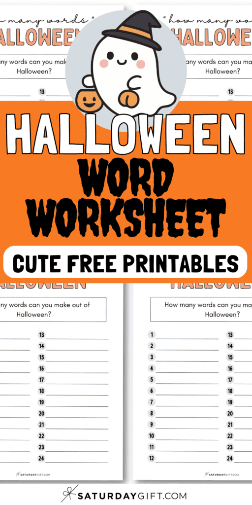 Halloween Word Worksheet - Cute Free Printables | SaturdayGift