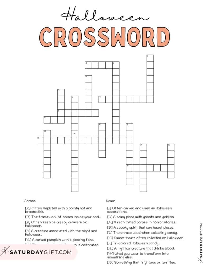 Halloween crossword puzzle printable