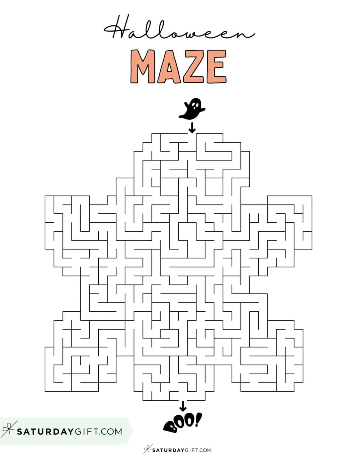 Halloween Maze Printable - Cute &amp; Free Templates | SaturdayGift